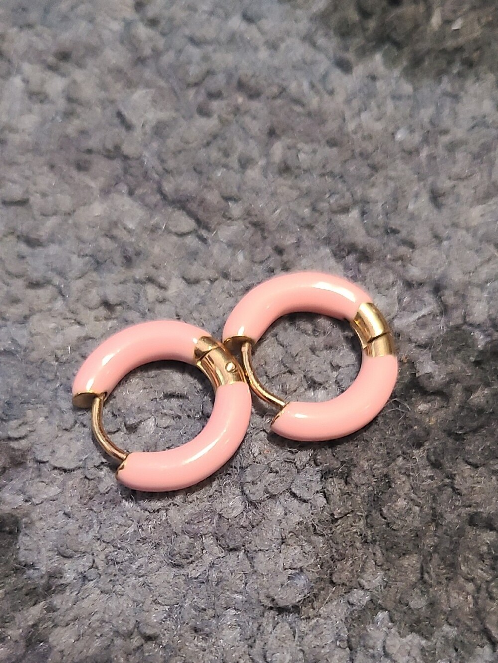 Small Pink Enamel Huggies